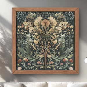 William Morris Inspired Floral Art Print, Vintage Botanical Tapestry