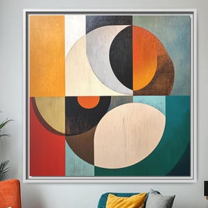 Abstrakte geometrische Wand Kunst - Mid Century Modern Geometrische Wand Kunst - Abstrakte Color Block Leinwand, Retro Minimalist Boho Home Decor