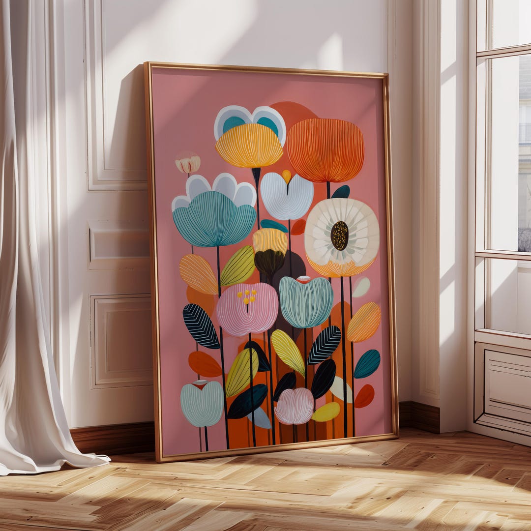 Mid Century Modern Floral Print | Abstract Botanical Wall Art - Etsy
