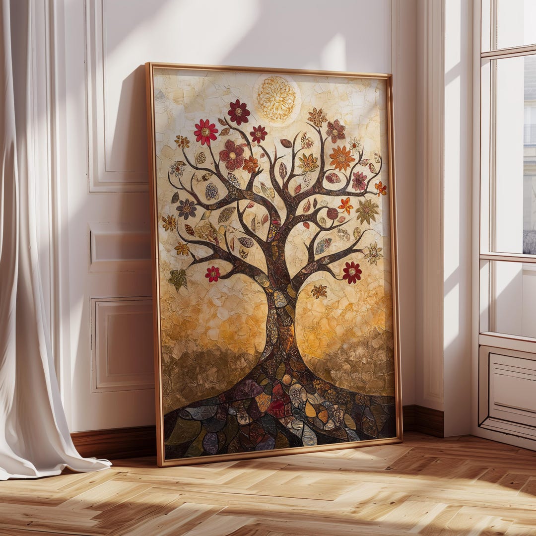 Family Tree of Life Art Print - Earth Tones Textured Botanical ...