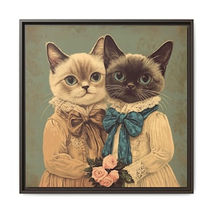 Impresión de arte de pared de gato encantador, arte de pared, arte de pared de estilo vintage, regalo para amantes de los gatos, decoración del hogar coqueta, arte de pared de animales
