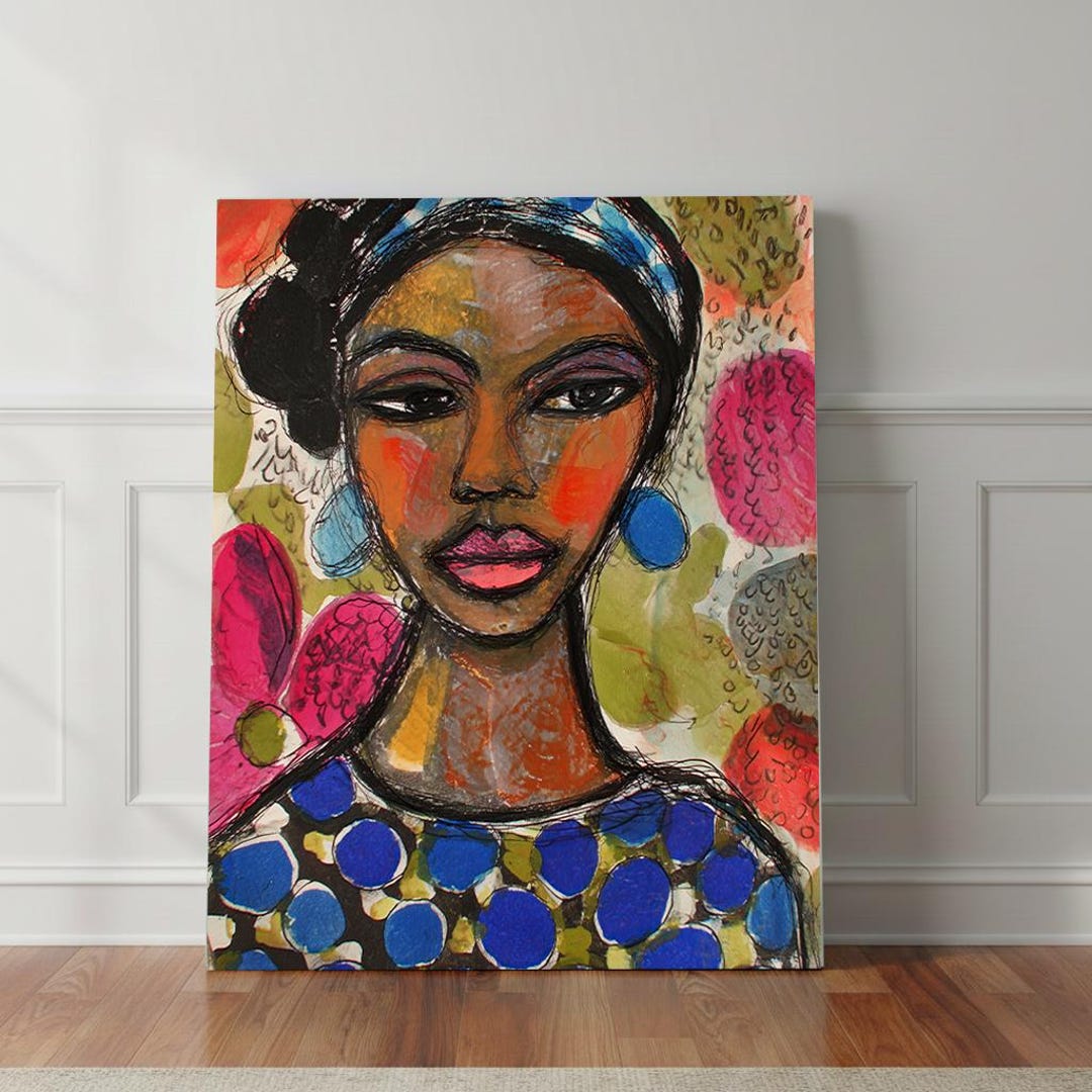 Modern African Woman Abstract Woman Portrait Wall Art | Bold Feminine ...