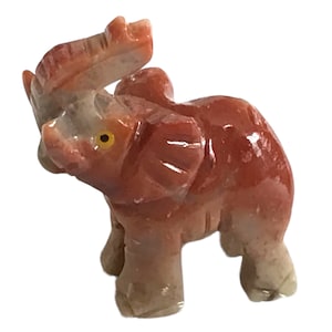 Speckstein Figur Elefant | Schnitzerei | Sammelfigur | geschliffen und poliert | 37x35 mm | Handarbeit