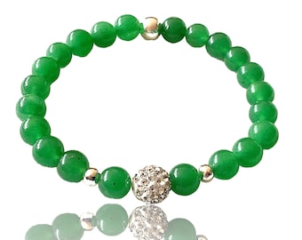 Bracelet En Jade Néphrite Et Argent 925 - Fermoir Magnétique, Fait En Italie