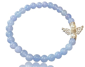 Aquamarine Guardian Angel Pearl Bracelet 4 mm diameter | 16-17 cm length | THE soul stone | Handmade | comfortable to wear | Madagascar