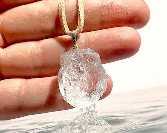 Raw crystal necklace with suede cord - beautiful natural cluster - crystal to choose from: amethyst, aventurine, rock crystal or rose quartz