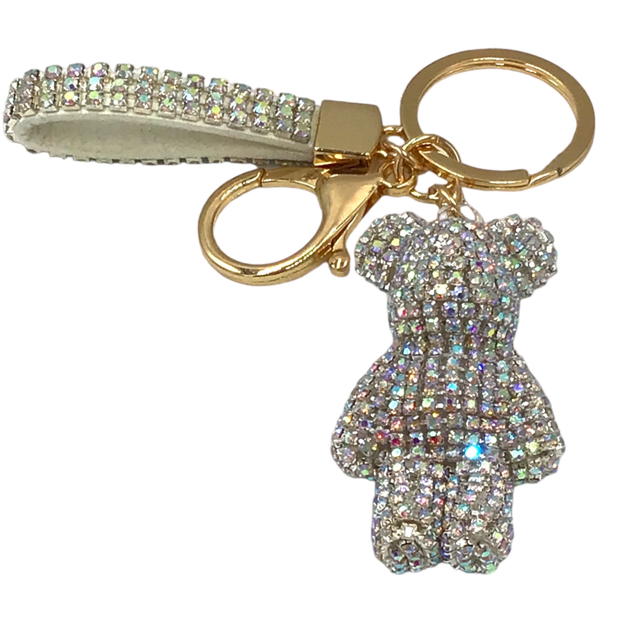 Blingy Strass Teddy Bear Schlüsselanhänger Leder geflochtene Seil niedliche  Tasche Charme Gold Glitter tragen Anhänger Schlüssel Ketten Frauen Auto  Schlüssel Ring Quaste - .de