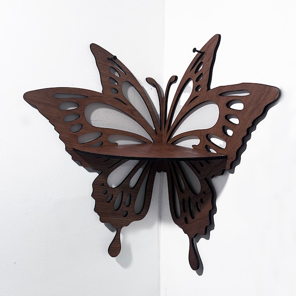 Butterfly Corner Shelf, shelf, corner shelf, cherry wood shelf