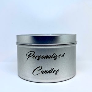 Personalized Candle, 6oz candle, laser engraved, engraved candles, gift ideas, personalized gift, tin candles, Favors,