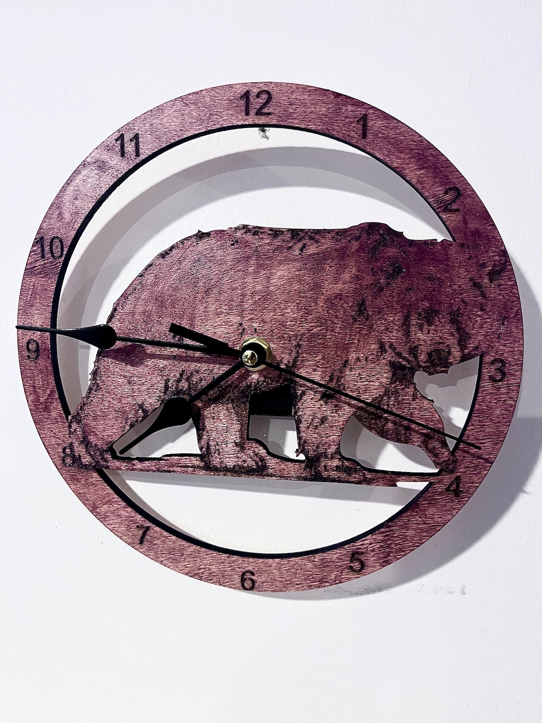 Wall Clock, Bear Clock , Engraved Clock - Etsy