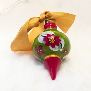 The Nina Hand Painted Ornament, One of a Kind Ceramic Bisque Christmas Decoration