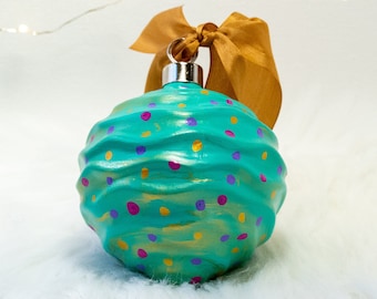 The Trina Hand Painted Ornament, One of a Kind Ceramic Bisque Christmas Decoration