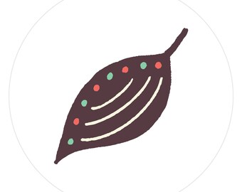 Brown Leaf Envelope Seals, 1 Inch Glossy Stickers, 12 Pack