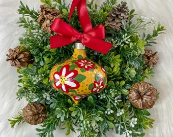 Hand Painted Ornament, One of a Kind Ceramic Bisque Christmas Decoration, The Bridget