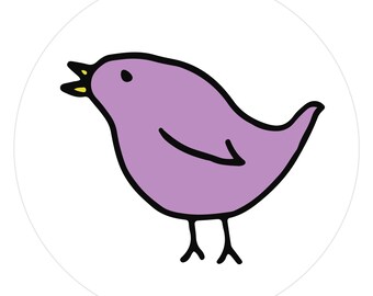 Purple Sorbet Birdie Envelope Seals, 1 Inch Glossy Stickers, 12 Pack