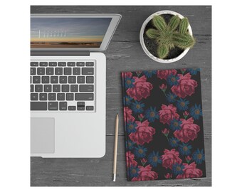Hardcover Journal Notebook, Moody Roses Lined Notebook, Writing Journal with Perforated Sheets, Available in Two Sizes