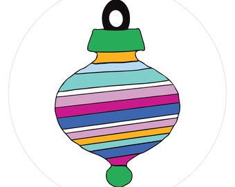 Pink & Blue Retro Ornament Envelope Seals, 1.5 Inch Matte Stickers, 12 Pack