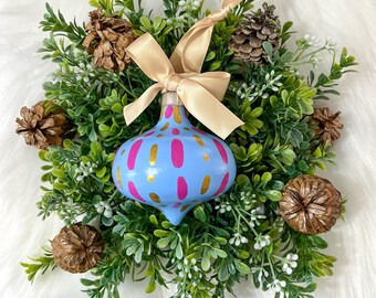 Hand Painted Ornament, One of a Kind Ceramic Bisque Christmas Decoration, The Linda