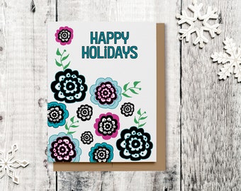 Happy Holidays Flowers Card (100% Recycled)