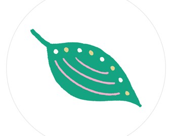 Spring Green Leaf Envelope Seals, 1 Inch Glossy Stickers, 12 Pack