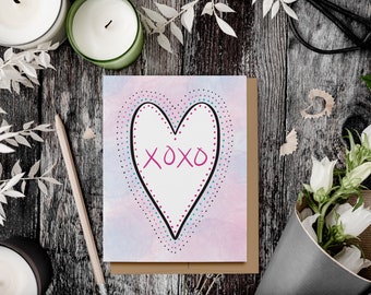 XOXO Love Card, 100% Recycled, Wedding, Valentine's Day, Anniversary