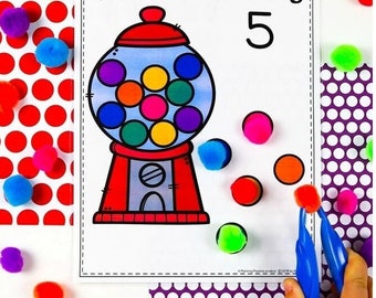 Counting Activity, Preschool Printables, Learning Numbers, Number Matching Game, Numbers 1 - 10, Color Matching, Fine Motor