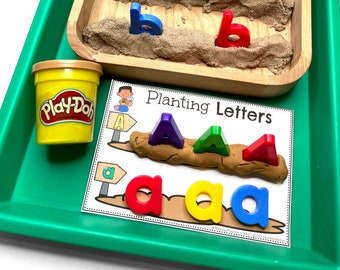 Spring Alphabet Activities Preschool, Alphabet Printables, Preschool Printables, Playdough Cards, Alphabet Garden