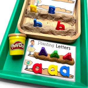 Actividades de primavera para preescolar, imprimibles del alfabeto, imprimibles para preescolar, tarjetas de plastilina, jardín del alfabeto