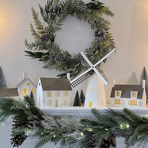 Modern Holiday Decor, Dutch Decoration, Paper Christmas Village Decoration, SET 03 image 4