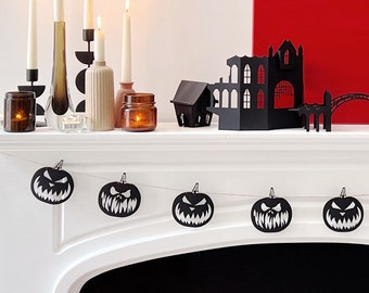 Pumpkin Halloween Garland, DIY Black Pumpkin Garland, Scary Pumpkins