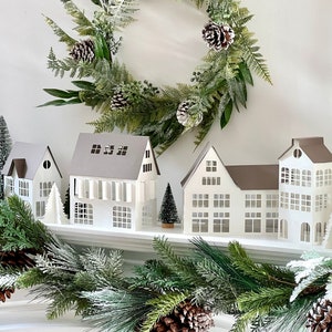 Christmas Village Decoration, Paper House Set, Modern Christmas Decor ...