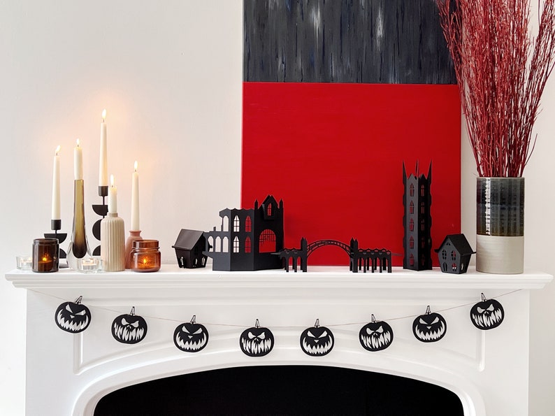 Halloween Decoration, Halloween Mantel Decor, Halloween Town, Haunted House and Cemetery image 6