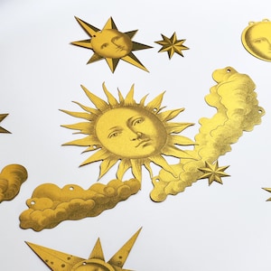 Celestial Garland Decor, Whimsigoth Decor, Vintage Moon and Sun Ornament