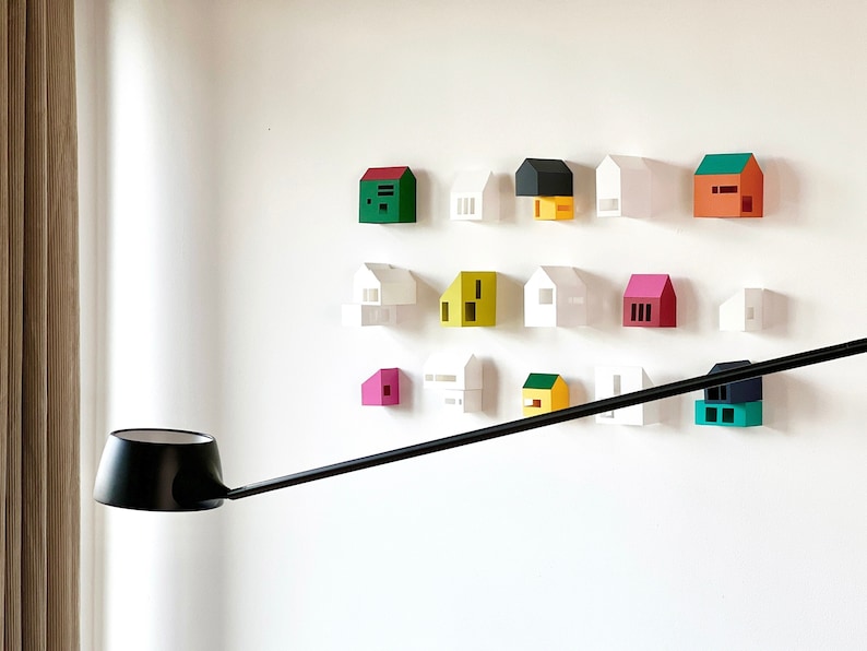 Modern Wall Decoration, Scandi Home Decor, Nordic Decoration, Paper Village
