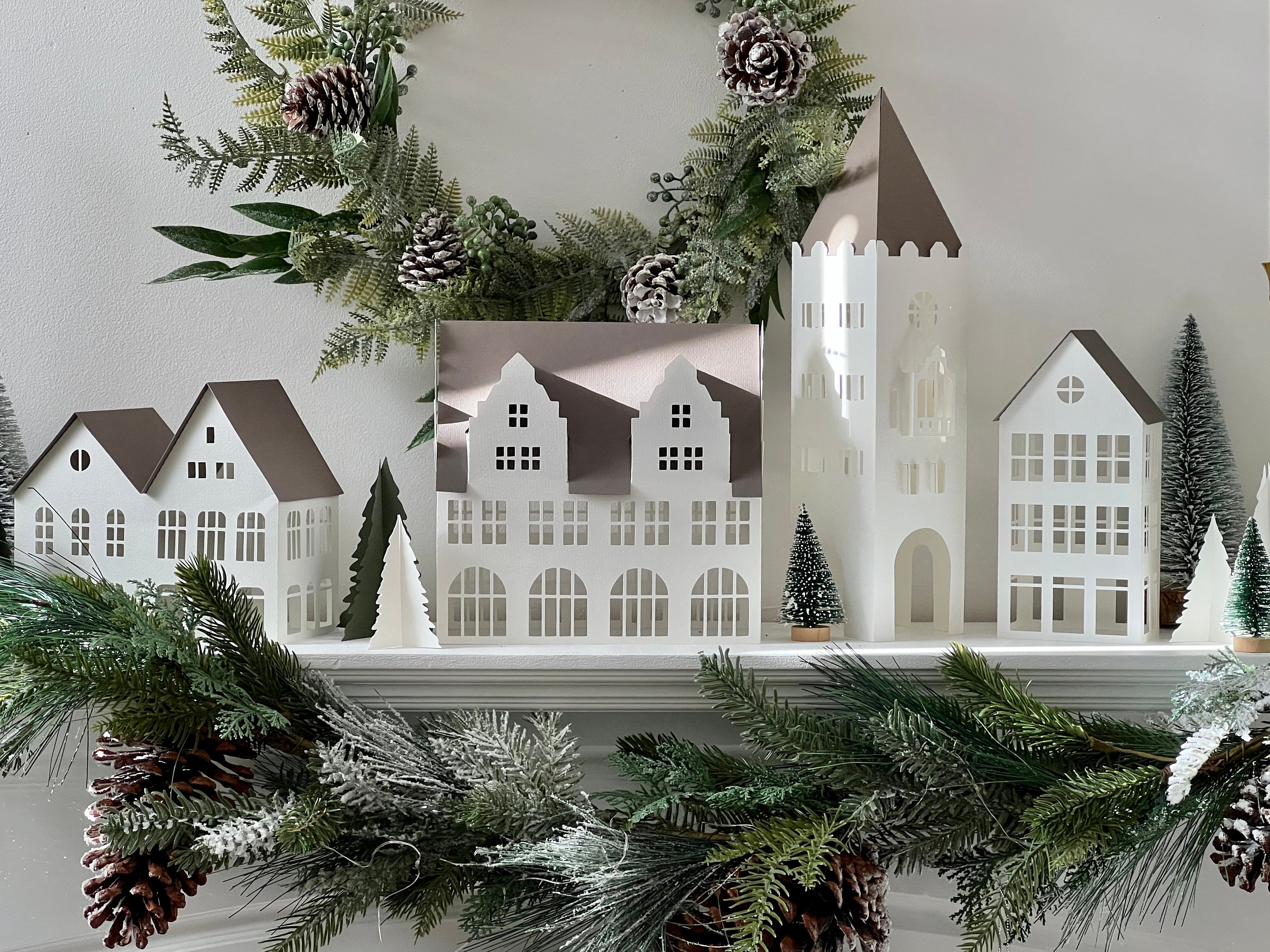 Maisons de village de Noël, Décoration de maison en papier, Cadeau  darchitecture, Décoratif en papier, SET 02 -  France