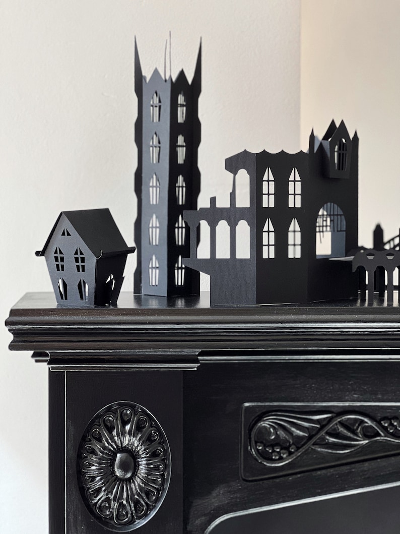 Halloween Decoration, Halloween Mantel Decor, Halloween Town, Haunted House and Cemetery image 1