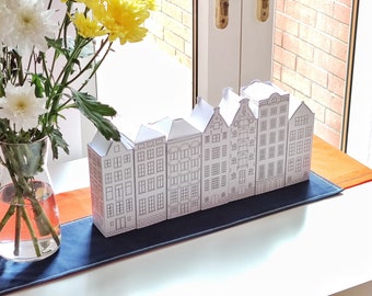 Amsterdam Canal Houses, DIY Paper Christmas Village