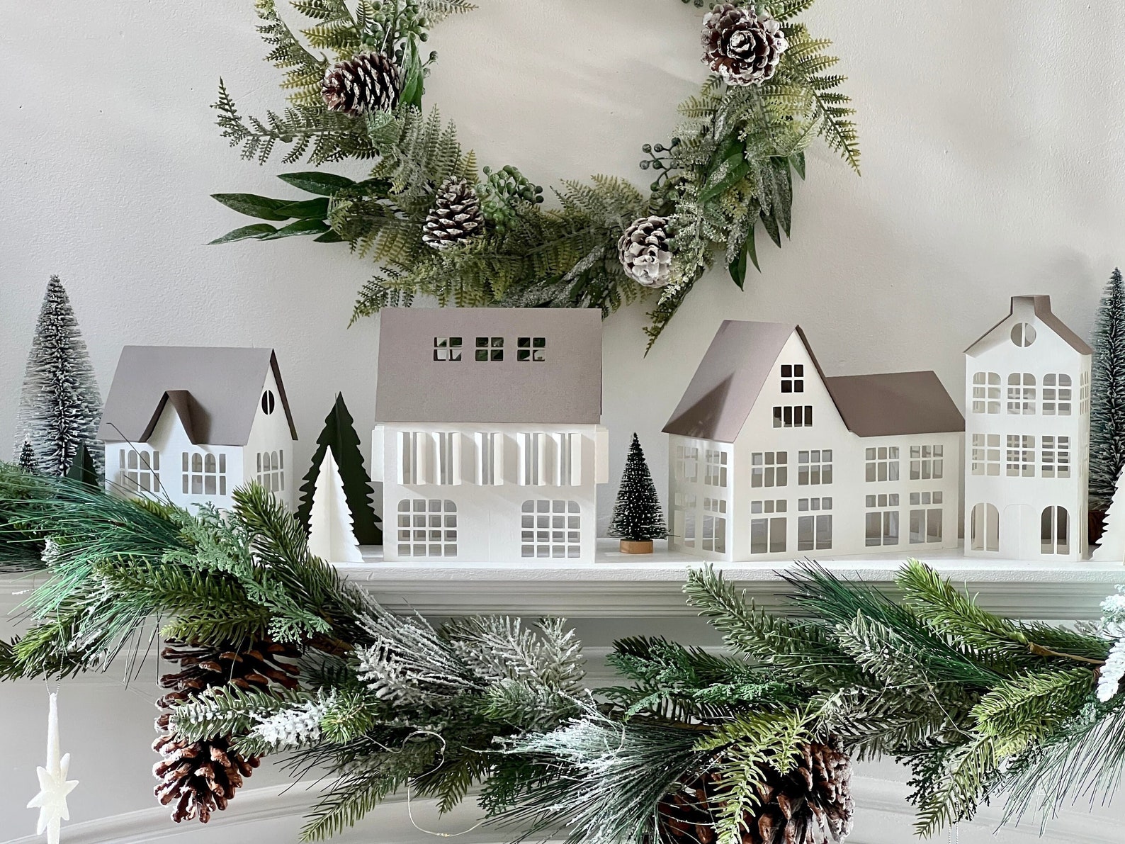 Christmas Village Decoration Paper House Set Modern - Etsy