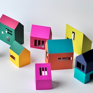 Modern Wall Decoration, Scandi Home Decor, Nordic Decoration, Paper Village