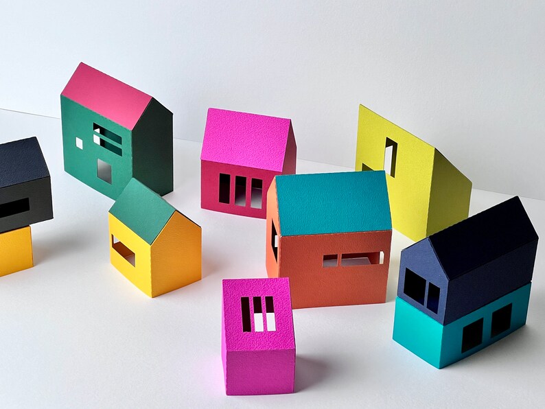 Modern Wall Decoration, Scandi Home Decor, Nordic Decoration, Paper Village
