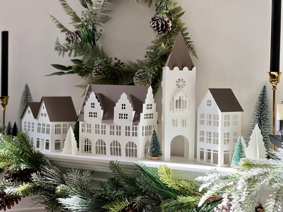 Christmas Village Houses, Paper House Decoration, Architecture