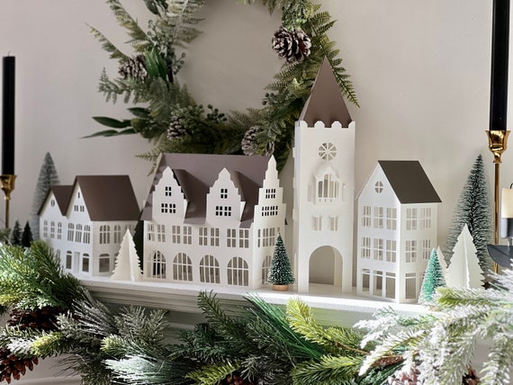 DIY White Christmas Village