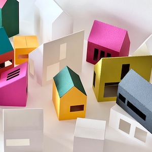Modern Wall Decoration, Scandi Home Decor, Nordic Decoration, Paper Village