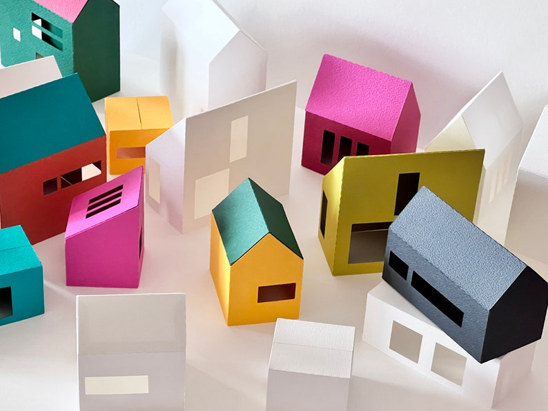 Modern Wall Decoration, Scandi Home Decor, Nordic Decoration, Paper Village