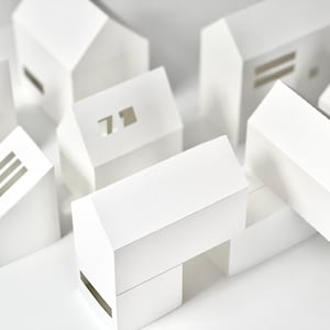 Modern Wall Decoration, Scandi Home Decor, Nordic Decoration, Paper Village