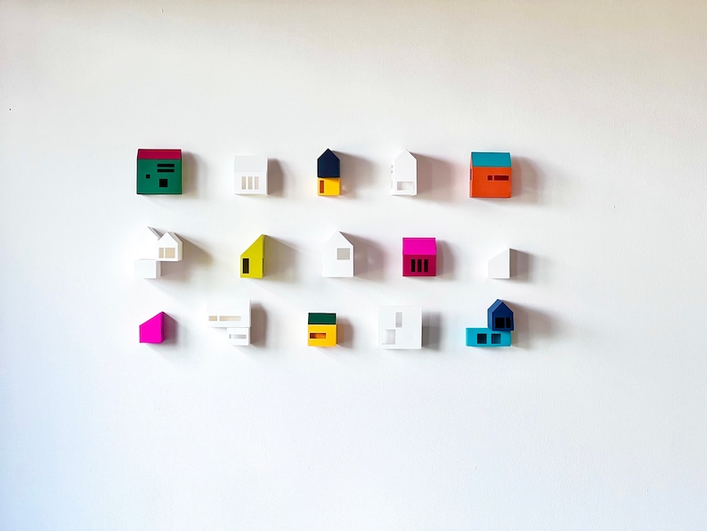 Modern Wall Decoration, Scandi Home Decor, Nordic Decoration, Paper Village