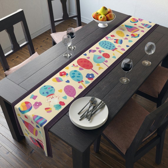 Tischläufer Zum Geburtstag – Bunte Tischdeko Für Küche & Esszimmer | 183x33 Cm