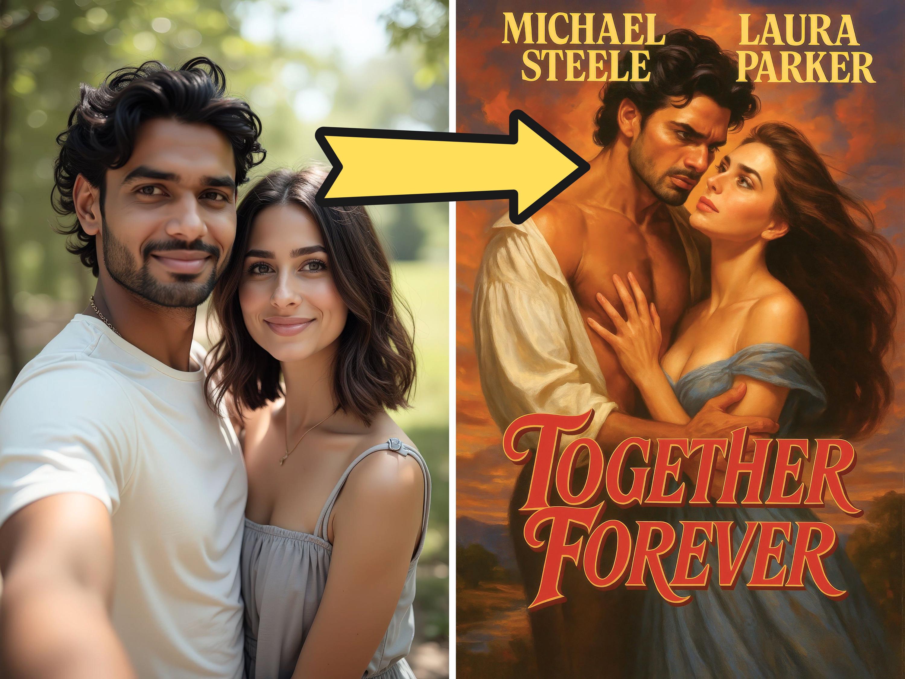 Custom Cheesy Romance Novel Cover Portraits From Photo Star in