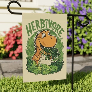Charming Herbivore Dinosaur Outdoor Garden Banner - Double Sided Print, Weather-Resistant Yard Garden Art Decor Canvas