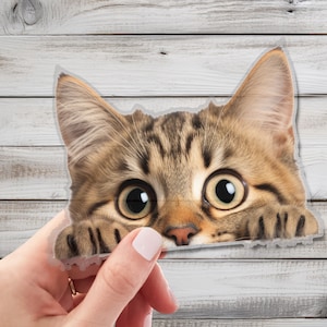 Lindo adhesivo de pared con gato que mira fijamente: decoración de pared encantadora para amantes de los gatos: arte de pared caprichoso para el hogar, la guardería y la sala de juegos